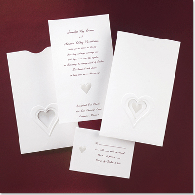 White with Hearts Invitation